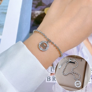 Infinity Symbol Round Bead Bracelet Stainless Steel With Rhinestones Elegant Minimalist Jewelry Gift For Women