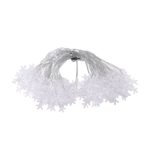 LED snowflake string lights with clear plastic ornaments for Christmas tree decor