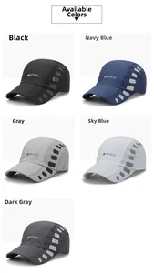 Close-up of lightweight quick-dry mesh baseball caps available in five assorted colors