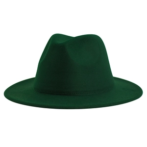 Detail showing the fine wool felt texture and premium stitching of the dark green Fedora hat