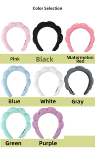 Detailed grid showing braided sponge headbands in eight different soft fabric colors