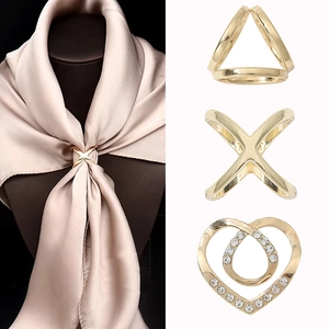 Scarf Ring Buckle Alloy Geometric Cross Design Elegant Shawl Knot Clothing Accessories For Women