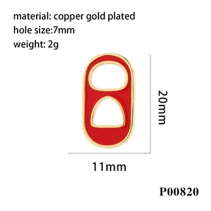 Red figure-eight copper gold plated pendant connector with 7mm hole for DIY jewelry
