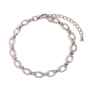 Polished silver stainless steel link anklet with lobster clasp and adjustable extension chain