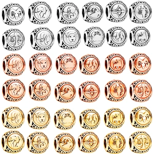 Three-color zodiac alloy beads in gold, silver and rose gold for DIY jewelry making