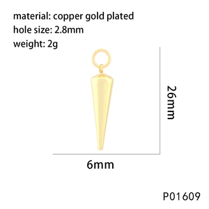 Technical drawing of a 26mm gold plated geometric star pendant showing dimensions and hole size