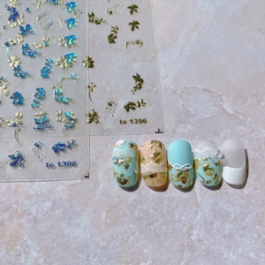 Nagelaufkleber Herz Rose Blumenmuster Goldprägung Holographisches Laser Silber Ultradünn DIY Maniküre Dekoration