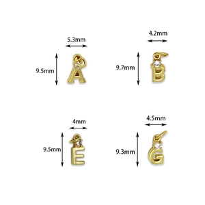 18k gold plated micro-pave zircon letter charms A B E G for DIY jewelry making