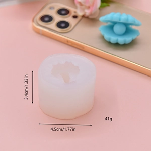 Cylindrical silicone shell candle mold with blue finished seashell candle art for DIY crafts