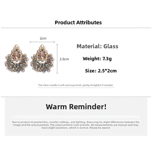 Détail des boucles d'oreilles cristal goutte avec tiges en argent 925 et dimensions