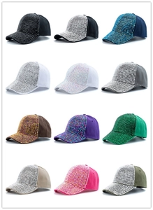Griglia di berretti da baseball con strass lucidi in 12 colori per donna