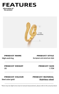 Macro detail of gold snake ring showing fine scale texture and adjustable open design