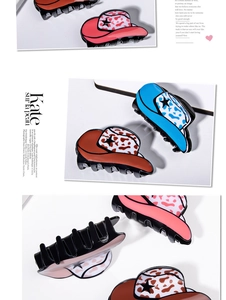 Collage of cowhide print cowboy hat hair claws in brown blue and pink with star detail