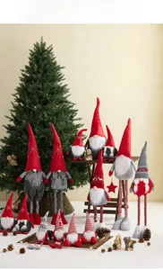 Detailed plush Christmas gnomes with knit patterns and faux fur beards for holiday decor