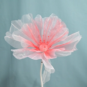 Detailed macro view of pink gradient mesh petals and realistic stamens on wedding flower