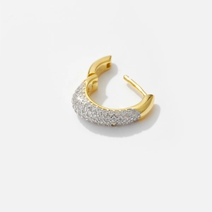 Minimalist S925 sterling silver hoop earring with gold plating and sparkling zircon stones