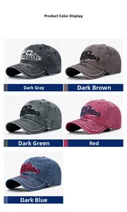 Detail of vintage baseball caps showing diverse colors and PC embroidery texture