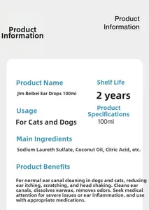 Dettaglio ingredienti e benefici del detergente auricolare da 100ml per animali