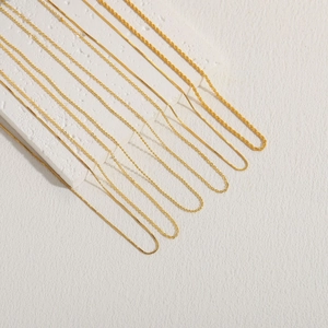 Minimalist 18K gold plated copper chain necklaces in various styles and textures