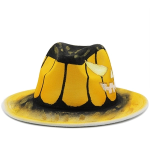 Chapeau Fedora Vintage Halloween Noël Bord Large en Feutre de Coton Chapeau de Jazz pour Hommes Femmes Fête Cowboy Jazz Cap
