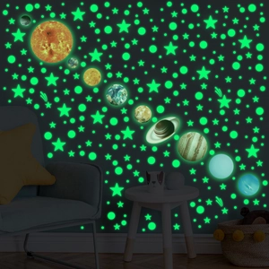 Luminous Wall Stickers PVC Glow In The Dark Solar System Planets Stars And Dots Kids Bedroom Nursery Decor Universe Theme