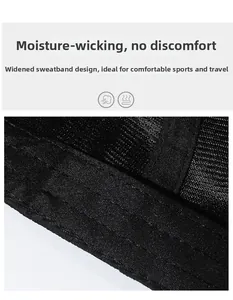 Close-up of the widened moisture-wicking sweatband with breathable mesh fabric detail