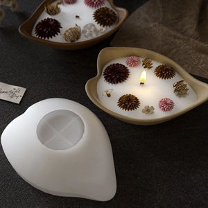 Leaf-shaped silicone mold for DIY resin candle holders with decorative floral finish
