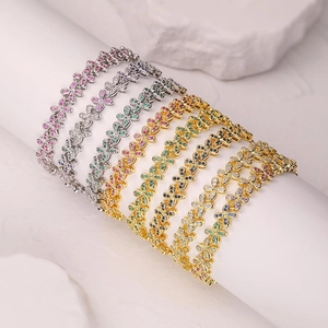 Light Luxury Copper Zirconia Jewelry Set Sweet Bowknot Clover Inlaid Colorful Stone Necklace Bracelet Fashion Jewelry For Women