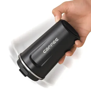 304 stainless steel coffee mug with leak-proof lid and matte black finish