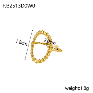 Detailed size specifications for the gold beaded texture stainless steel ring