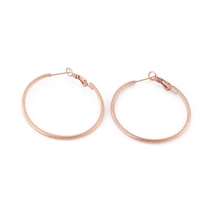 Fashionable rose gold large hoop earrings with spiral twisted texture for women