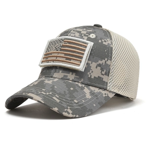 Tactical US flag baseball cap with digital camouflage and breathable mesh back