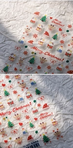 Detailed 5D embossed Christmas cat nail stickers with reindeer and snowflake patterns