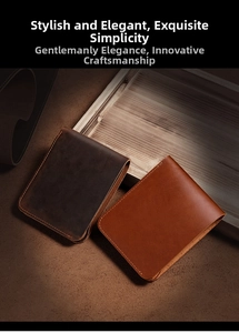 Dettaglio di portafogli bifold in pelle crazy horse con cuciture pregiate in marrone