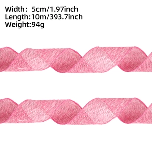 Pink burlap Easter ribbon detail with 5cm width and 10m length specifications