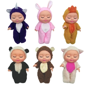 Sleeping Reborn Baby Doll Vinyl Body With Plush Animal Onesie Cartoon Costume For Toddlers Educational Toy