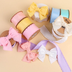 Ruban à volants épais aux couleurs macaron pour nœuds de cheveux et cadeaux décor