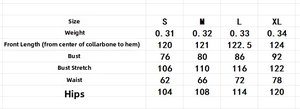 Tableau détaillé des tailles pour robe en mousseline ethnique avec mesures du buste