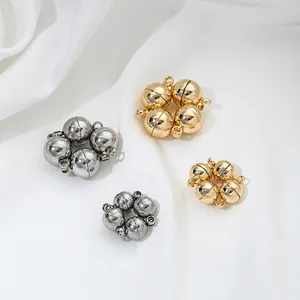 Magnetic Ball Clasps Stainless Steel Jewelry Connectors For DIY Bracelet Necklace Making Mirror Polished Round Magnet Buckle