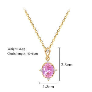 Detailed size chart for the pink diamond titanium steel necklace with 40+5cm chain length