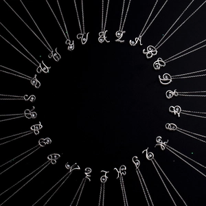 925 silver necklace featuring 26 letter pendants with sparkling zircon stones