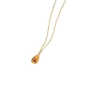Chic 14K gold plated necklace with a cute enamel avocado fruit pendant and O-chain