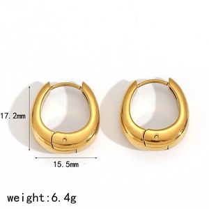 Polished 18k gold plated stainless steel chunky hoop earrings with 17.2mm height