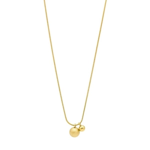 Elegant gold snake chain necklace with frosted and polished gold ball pendants