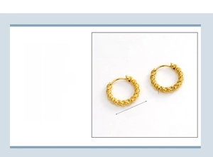 Detailed dimensions of 18K gold plated stainless steel twisted hoop earrings