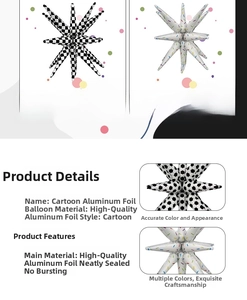 Détail d'un ballon étoile en aluminium de 22 pouces avec motifs à carreaux et pois colorés