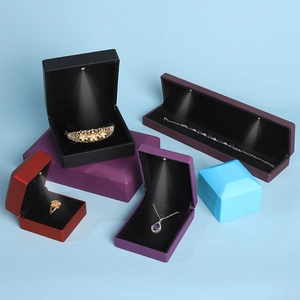LED lighted jewelry box collection for rings and necklaces in multiple colors