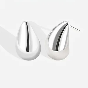 925 Sterling Silver Water Drop Stud Earrings For Women Elegant Geometric Teardrop Hoop Earrings Gold Silver Plated Jewelry Gift
