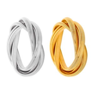 Anelli elastici a quattro strati in acciaio inossidabile color oro e argento a spirale