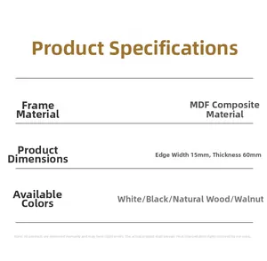 Detailed dimensions showing 60mm thickness and MDF material for deep shadow box frame